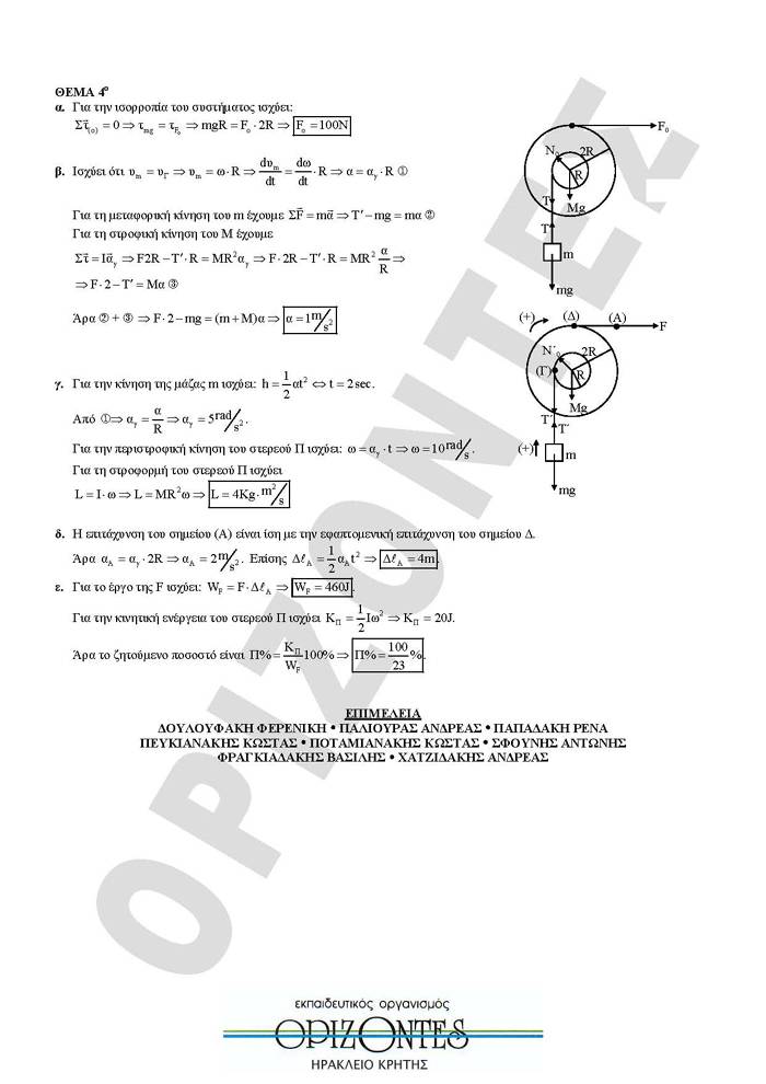 Εξετάσεις 2009 – Γ Λυκείου – Δευτέρα 25/05/2008 – Φυσική Κατεύθυνσης
