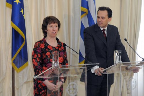 Με τον Δημήτρη Δρούτσα συναντήθηκε η υπουργός Εξωτερικών Κάθριν Αστον