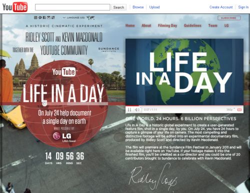 Life in a day: «Πώς ήταν να ζεις την 24η Ιουλίου 2010» στο YouTube