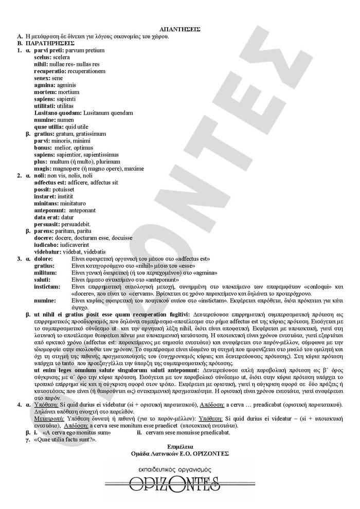 Γ Λυκείου – 29/03/2010 – Λατινικά Θεωρητικής Κατεύθυνσης
