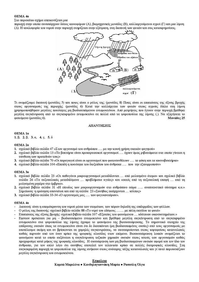 Εξετάσεις 2007 – Γ Λυκείου – Τρίτη 22/05/2007 – Βιολογία Γενικής Παιδείας