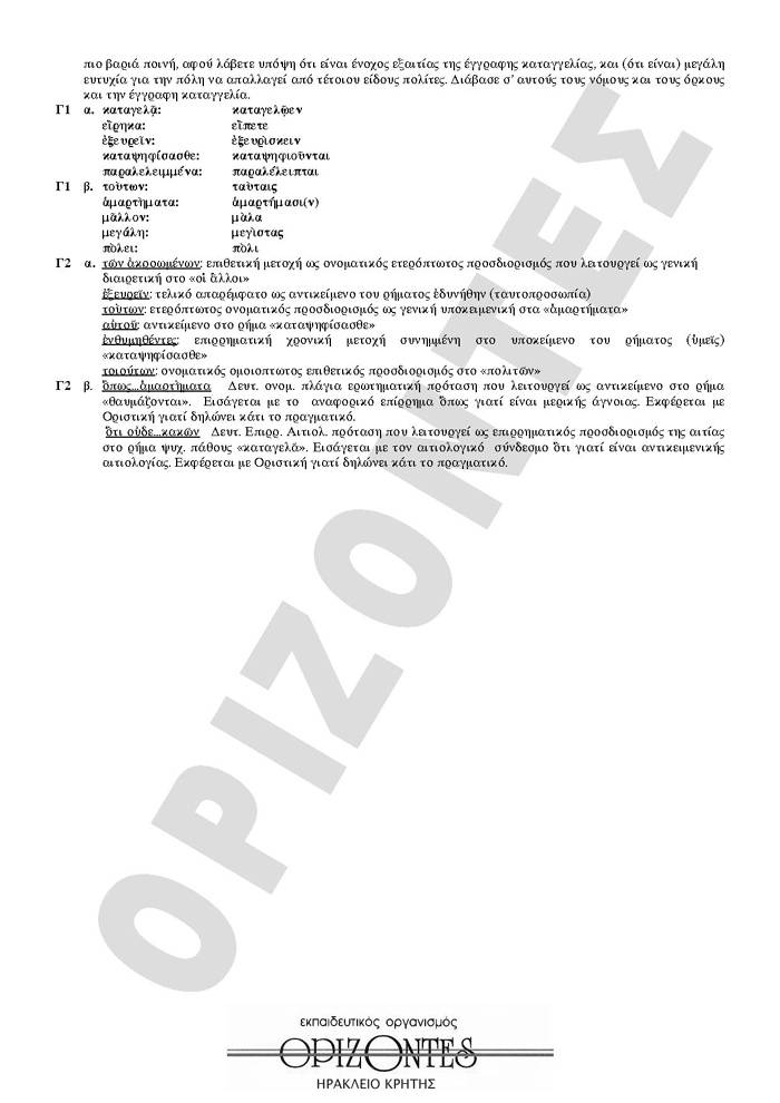 Εξετάσεις 2008 – Γ Λυκείου -Πέμπτη 29/5/2008 – Αρχαία Ελληνικά Θεωρητικής Κατεύθυνσης