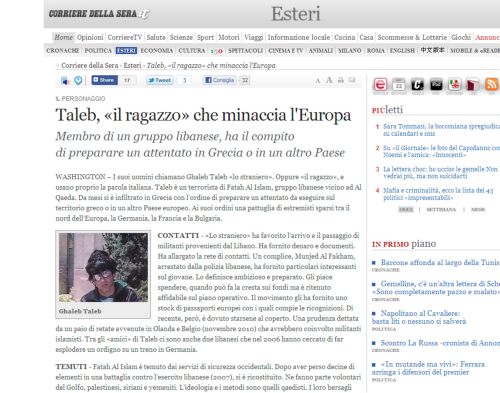 Στην Ελλάδα βρίσκεται Άραβας τρομοκράτης, αναφέρει η Corriere della Sera