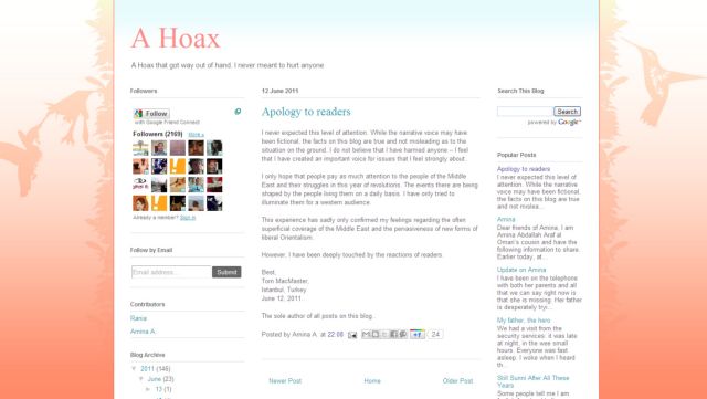 Απάτη τα περί διωκόμενης ομοφυλόφιλης μπλόγκερ Αμινά Αράφ στη Συρία