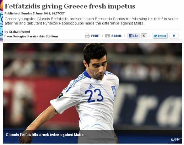 Εγκώμια στην ιστοσελίδα της UEFA για τον Φετφατζίδη