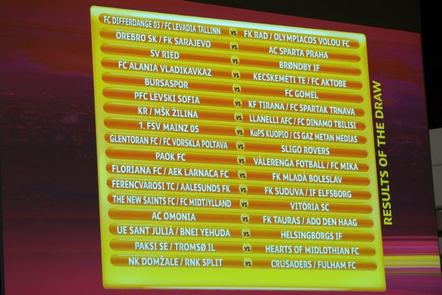 Σέντρα στον γ’ προκριματικό του Europa, την Πέμπτη ΠΑΟΚ και Ολ.Βόλου