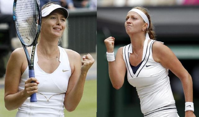 Σαράποβα Vs Κβίτοβα με φόντο το τρόπαιο του Γουίμπλεντον