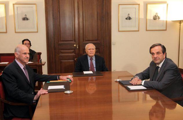 Ολοκληρώθηκε η συνάντηση Παπανδρέου – Σαμαρά ενώπιον του Προέδρου της Δημοκρατίας