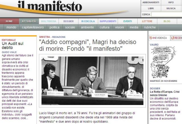 Με υποβοηθούμενη αυτοκτονία το τέλος του ιδρυτή της ιταλικής Il Manifesto