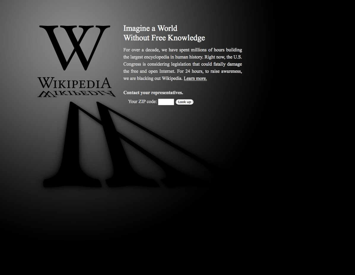Ελεύθερη και πάλι η γνώση στη Wikipedia μετά την επιτυχία της διαμαρτυρίας κατά του νόμου SOPA