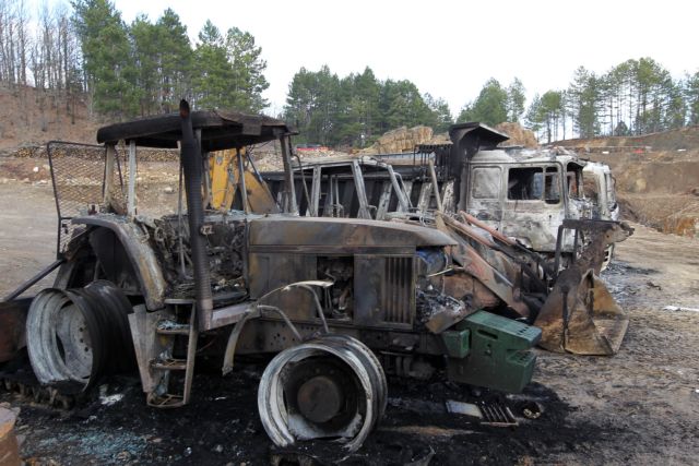 Φωτιά σε δύο μηχανήματα έργων της «Ελληνικός Χρυσός»