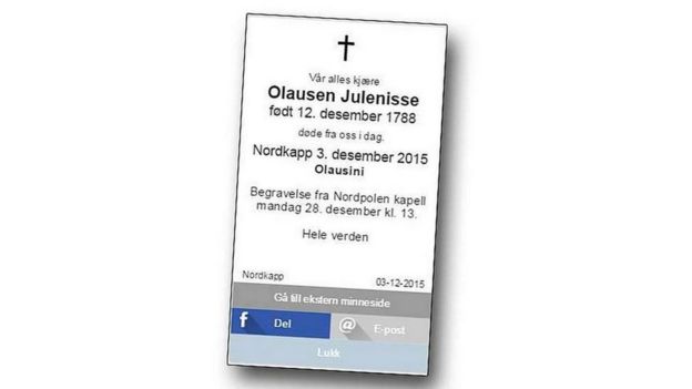 Νορβηγική εφημερίδα δημοσίευσε το κηδειόχαρτο του Άγιου Βασίλη