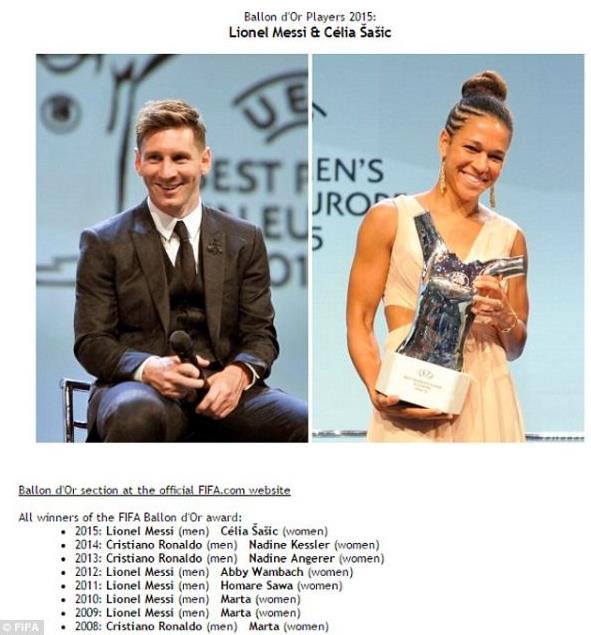 Γκάφα της FIFA που ανακοίνωσε πρόωρα τη «χρυσή μπάλα»