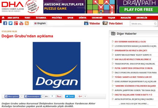 Τουρκία: Στο στόχαστρο τώρα ο όμιλος μέσων ενημέρωσης Dogan
