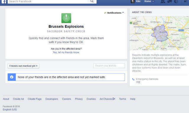 Το Facebook ενεργοποιεί την επιλογή «Safety Check» για τις Βρυξέλλες