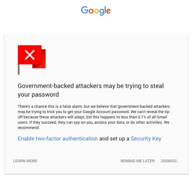 Χάκερ της κυβέρνησης θέλουν να μπουν στο Gmail σας, θα ειδοποιεί η Google
