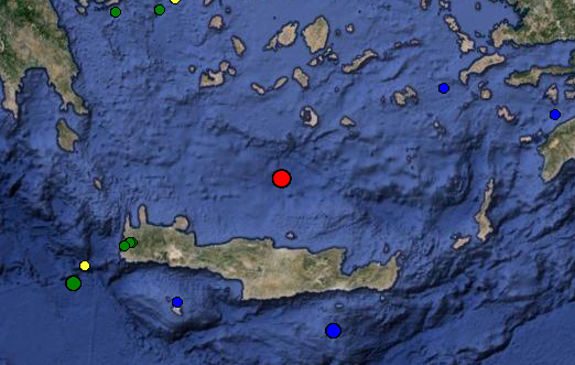 Σεισμός 4,5 βαθμών μεταξύ Κρήτης και Σαντορίνης