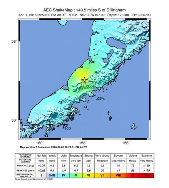 Σεισμός 6,2 βαθμών στη νοτιοδυτική Αλάσκα
