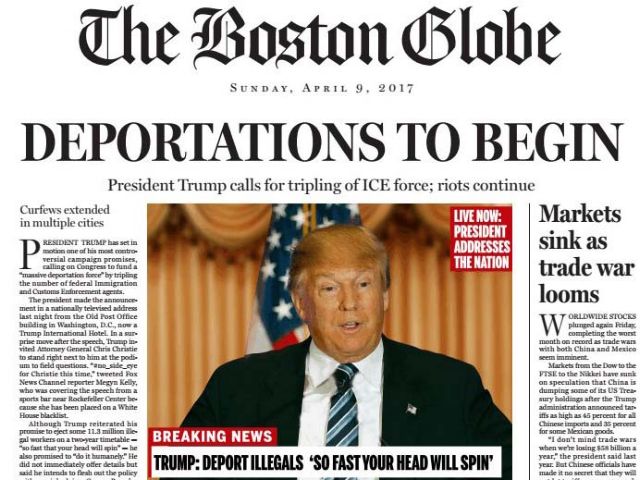 Ο Τραμπ είναι πρόεδρος: Το (ψεύτικο) πρωτοσέλιδο της Boston Globe