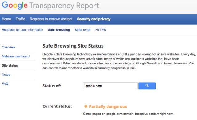 Η Google προειδοποιεί για την ασφάλεια του... google.com
