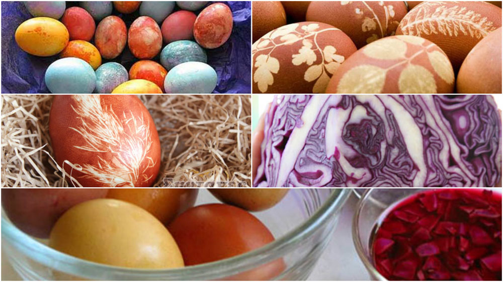 Πασχαλινά αβγά με βαφές από κρεμμύδια, παντζάρια και λάχανο