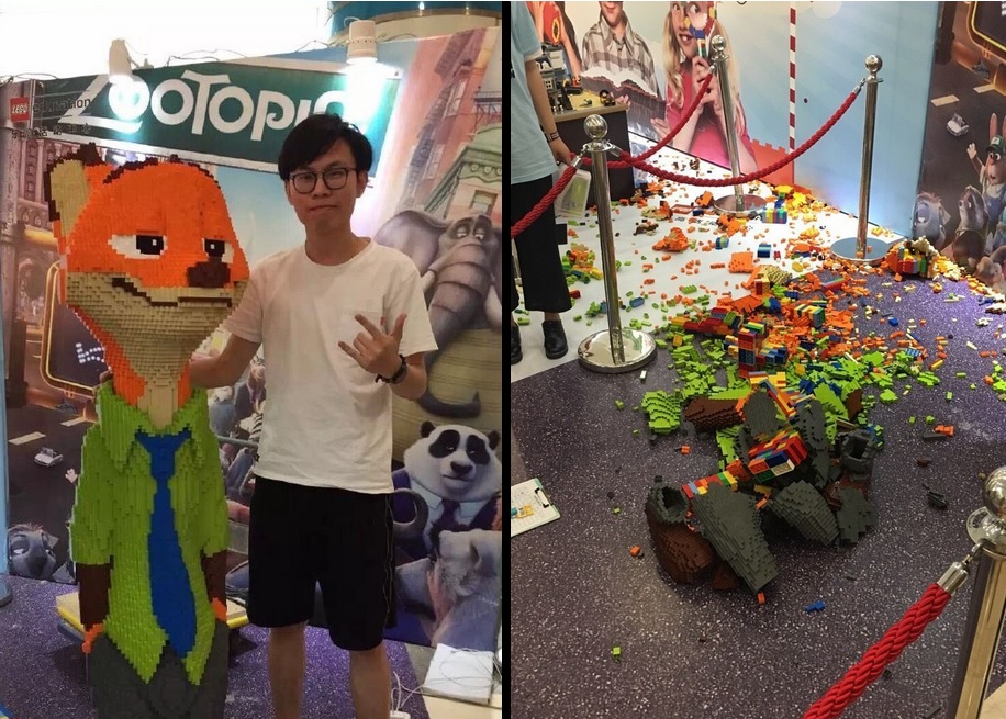 Άγαλμα από τουβλάκια Lego δεν άντεξε ούτε μία ώρα σε έκθεση για παιδιά