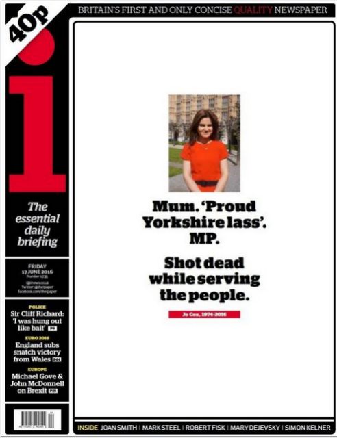 Επίθεση στη Δημοκρατία: Μαύρα τα βρετανικά πρωτοσέλιδα για το φόνο της Κοξ