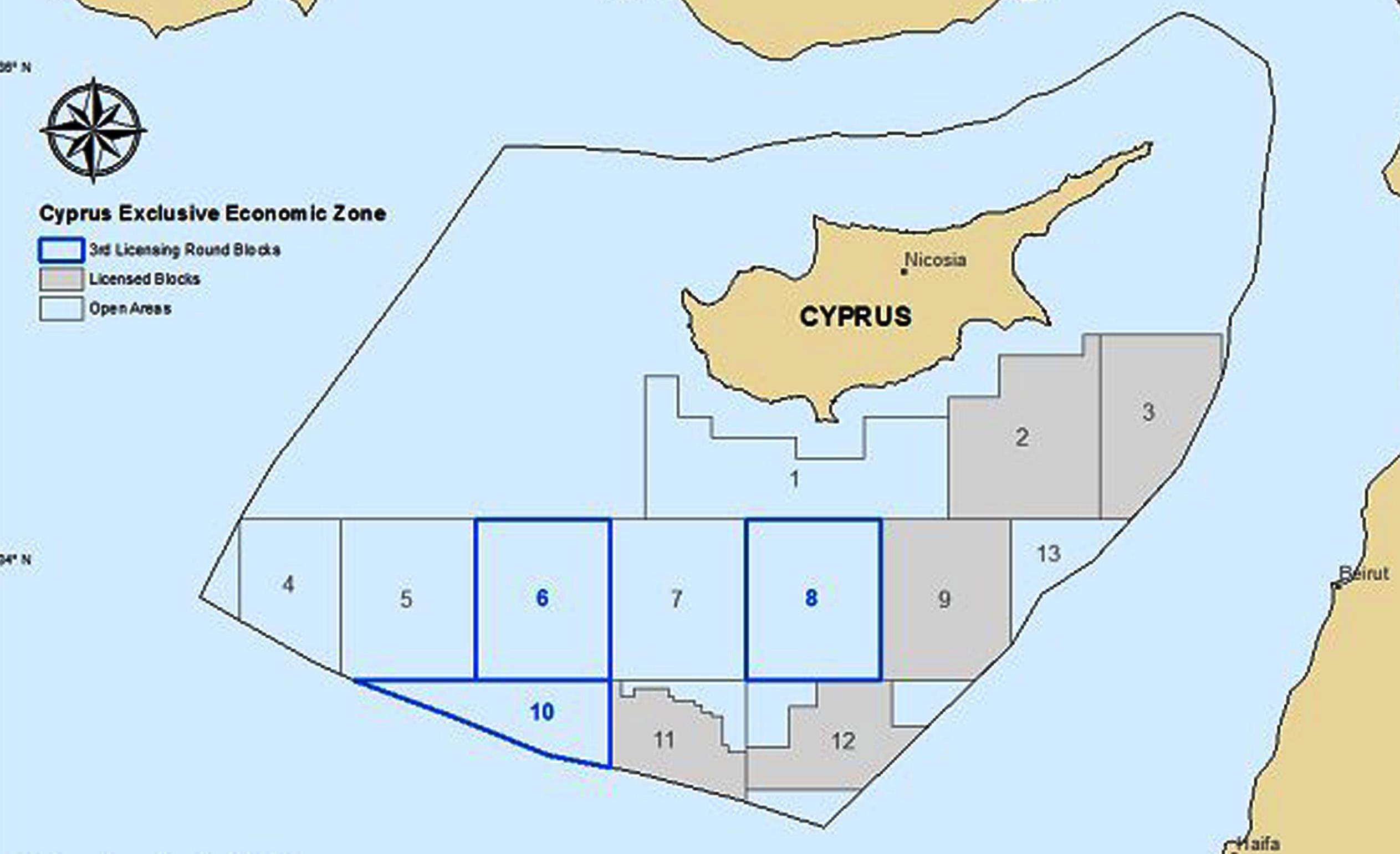 Αιτήσεις από οκτώ εταιρείες για τρία τεμάχια της κυπριακής ΑΟΖ