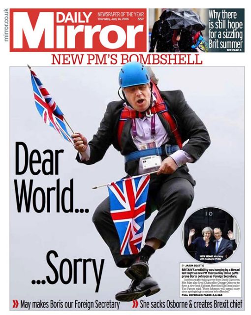 H βρετανική Daily Mirror «απολογείται» για την υπουργοποίηση Τζόνσον
