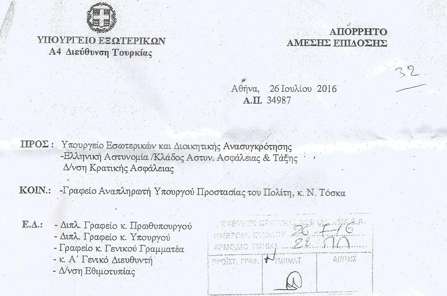 Ρουβίκωνας σε ρόλο Wikileaks δημοσιεύει απόρρητο έγγραφο του ΥΠΕΞ