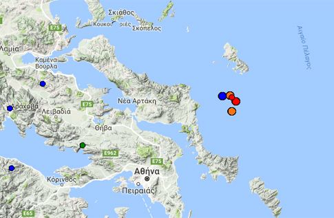 Ασθενής σεισμός ανατολικά της Εύβοιας έγινε αισθητός στην Αθήνα