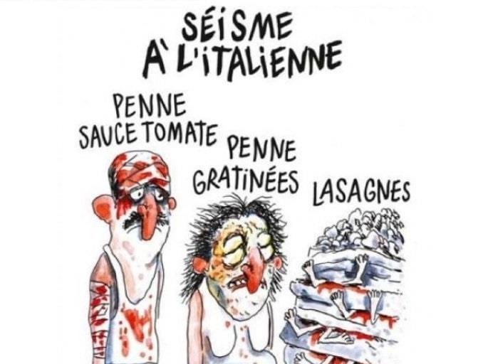 Ιταλική οργή για σκίτσο του Charlie Hebdo με σεισμόπληκτους… μακαρόνια