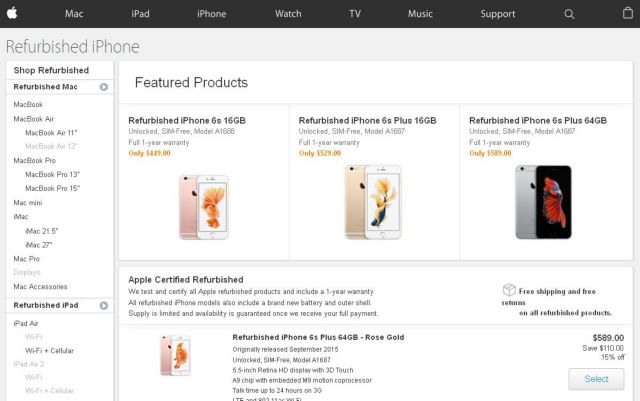 Apple Refurbished iPhone 6S και 6S Plus με έκπτωση 15% πρώτη φορά στις ΗΠΑ