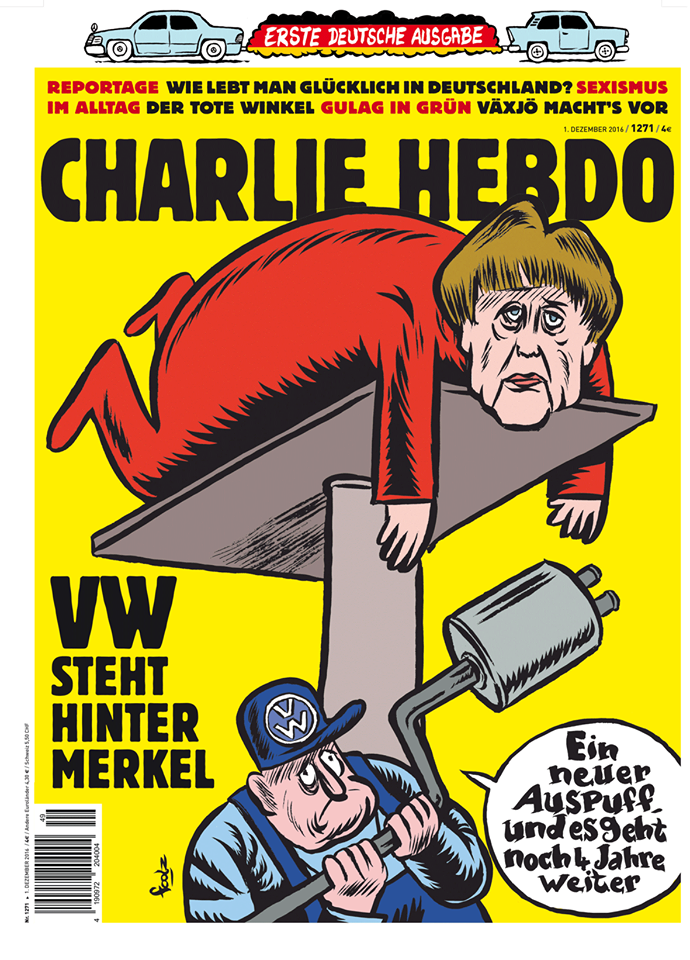 Η Μέρκελ στο… συνεργείο στη γερμανική έκδοση του Charlie Hebdo
