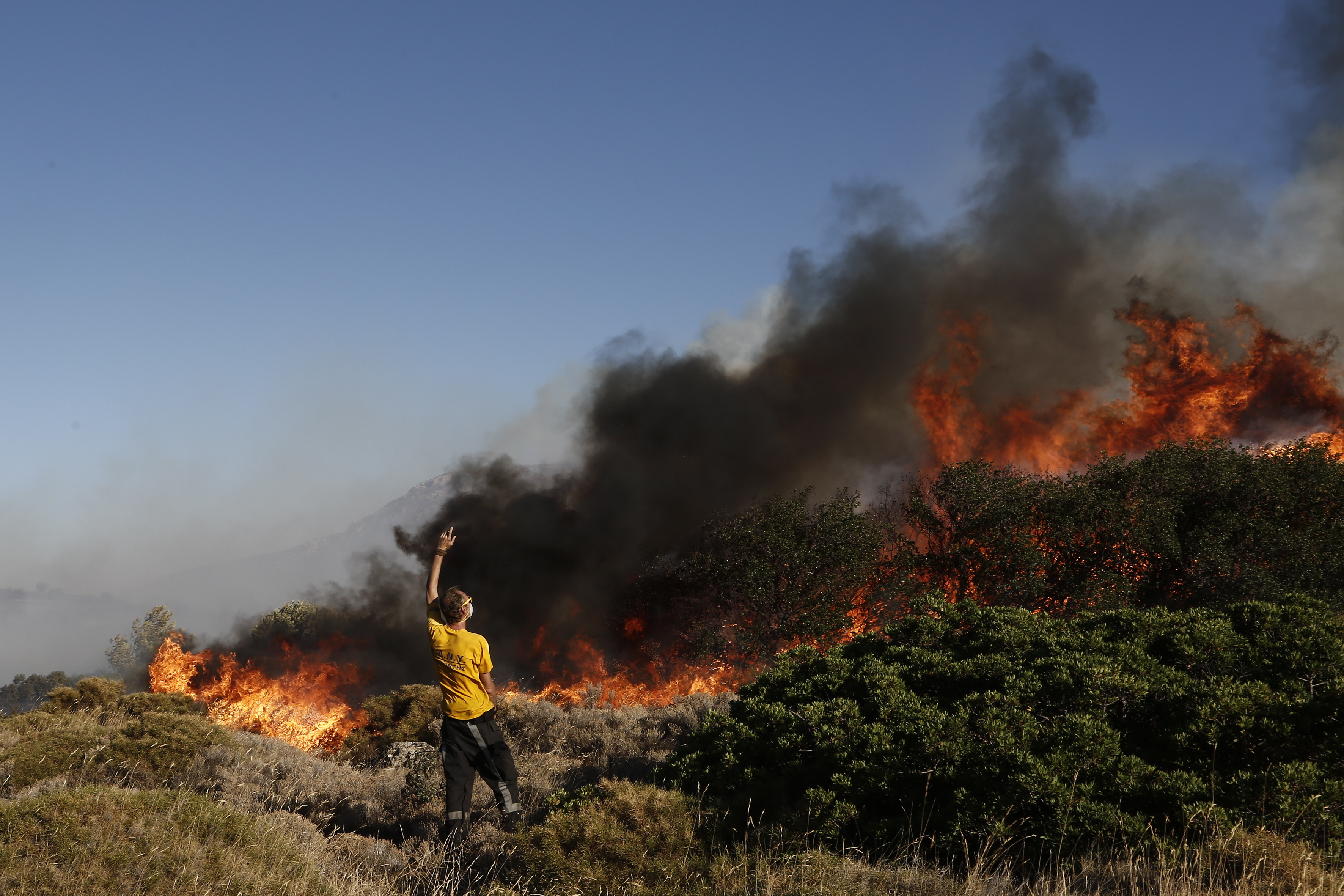 Σε εξέλιξη η φωτιά στη Σαλαμίνα χωρίς να κινδυνεύουν οικισμοί