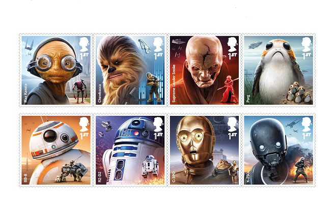 Ανδροειδή και εξωγήινοι από την ταινία Star Wars έγιναν γραμματόσημα