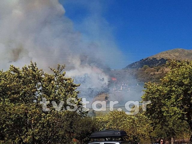 Μεγάλη φωτιά σε δάσος στο Καρπενήσι [βίντεο]