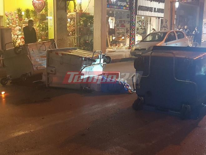 Πάτρα: Μολότοφ και φωτιές σε κάδους από αντιεξουσιαστές [Βίντεο]