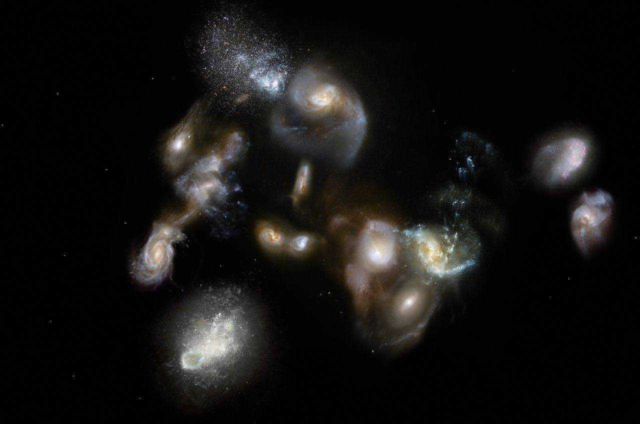Εντοπίστηκε σούπερ συγχώνευση 14 γαλαξιών στα βάθη του Σύμπαντος
