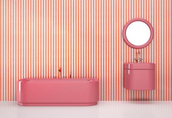 Το ροζ μαρμάρινο μπάνιο της India Mahdavi πρωταγωνιστεί στο Μιλάνο