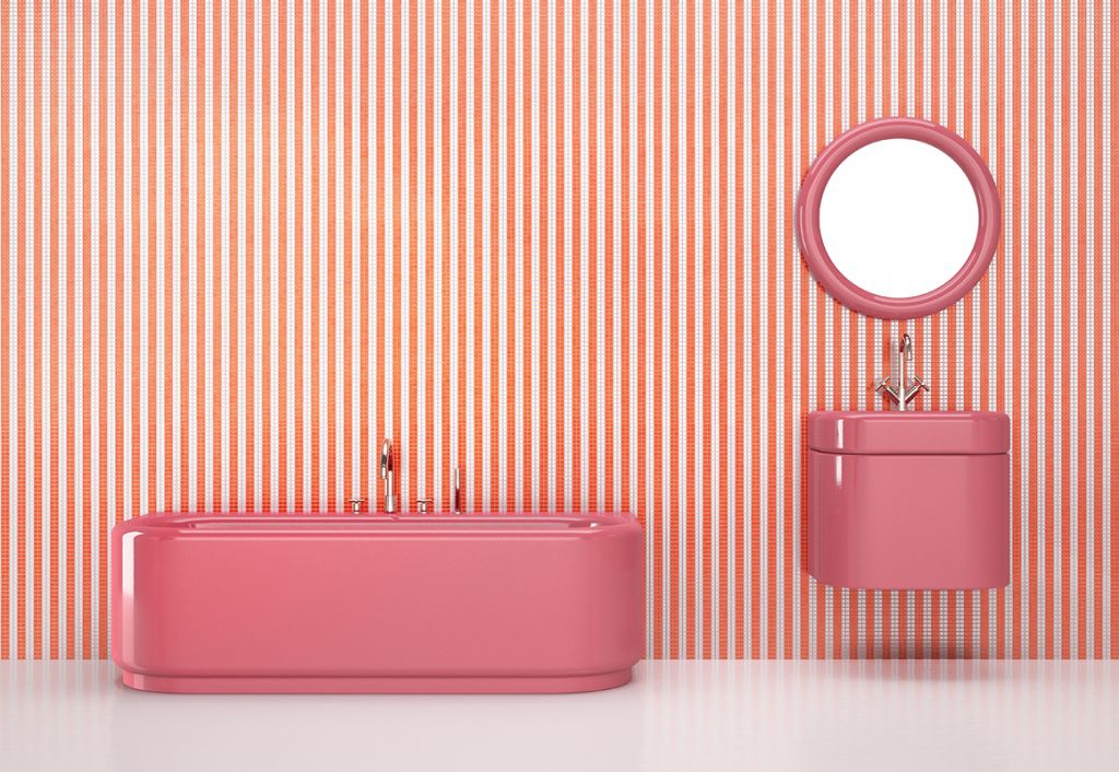 Το ροζ μαρμάρινο μπάνιο της India Mahdavi πρωταγωνιστεί στο Μιλάνο