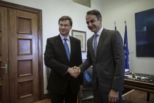 Δραστική παρέμβαση στο χρέος ζήτησε ο Μητσοτάκης από τον Ντομπρόφσκις