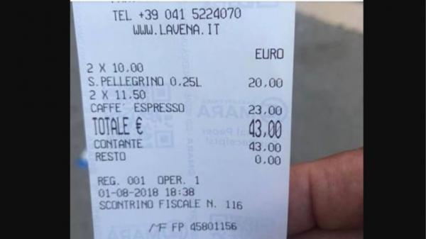 Τιμές… «φωτιά» στη Βενετία, 43 ευρώ για δύο καφέδες και δύο νερά