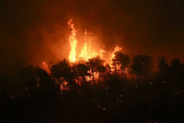 Πύρινη κόλαση στην Εύβοια : Ολονύχτια μάχη με τις φλόγες