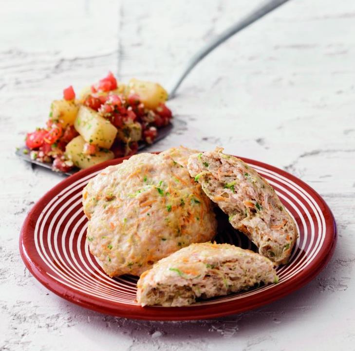 Μπιφτέκια κοτόπουλου με πατατοσαλάτα