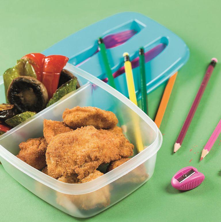 Κοτομπουκιές με ψητά λαχανικά