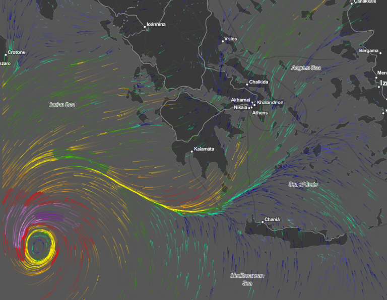 Δείτε live την πορεία του Μεσογειακού Κυκλώνα