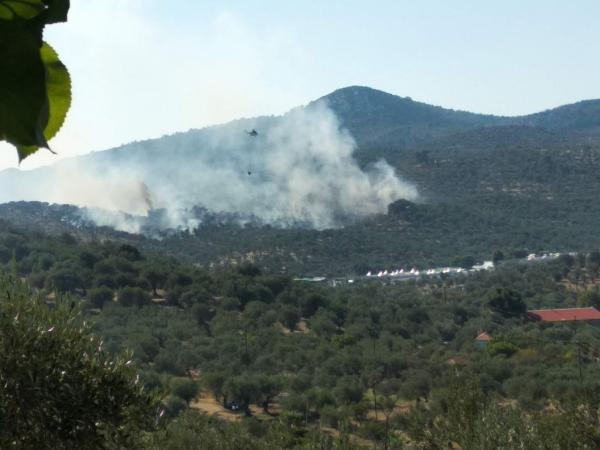 Σε εξέλιξη πυρκαγιά κοντά στο Κέντρο Υποδοχής στη Μόρια