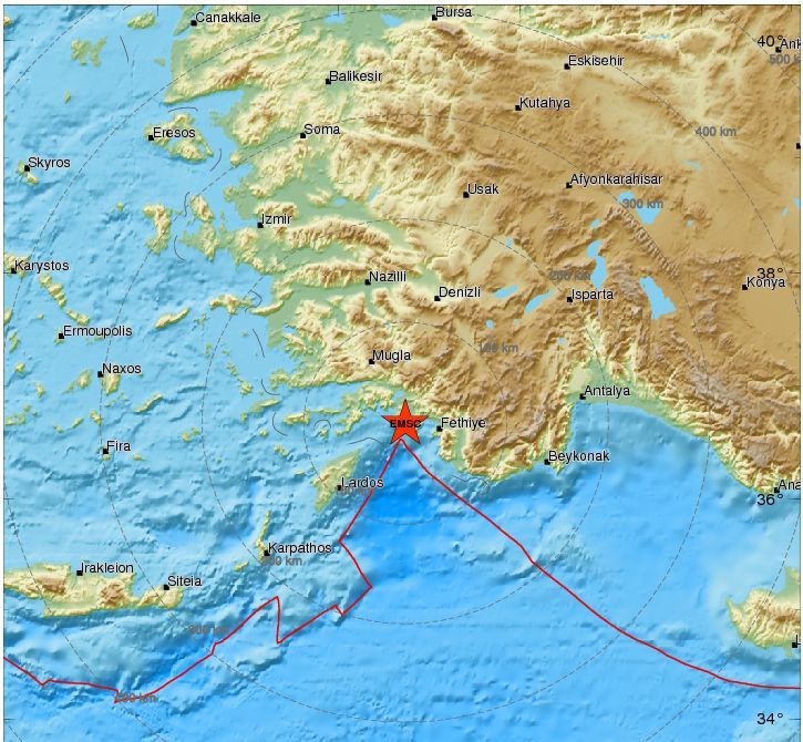 Σεισμός 4,4 Ρίχτερ στην Τουρκία – Ταρακουνήθηκε η Ρόδος