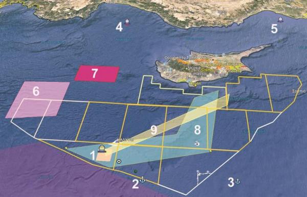 Ο χάρτης που δείχνει τον «πόλεμο των γεωτρύπανων» στην Ανατολική Μεσόγειο